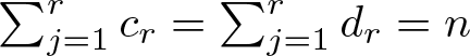 dollar sign sigma summation j equals 1 rcr equals sigma summation j equals 1 rdr equals n dollar sign
