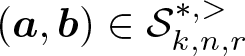 dollar sign left parenthesis a comma b right parenthesis element of script upper S k comma n comma r asterisk comma greater than dollar sign
