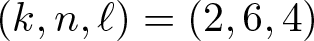 dollar sign left parenthesis k comma n comma script l right parenthesis equals left parenthesis 2 comma 6 comma 4 right parenthesis dollar sign
