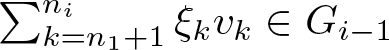 dollar sign sigma summation k equals n 1 plus 1 ni xi kvk element of Gi minus 1 dollar sign