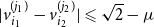 StartAbsoluteValue v Subscript i 1 Superscript left parenthesis j 1 right parenthesis Baseline minus v Subscript i 2 Superscript left parenthesis j 2 right parenthesis Baseline EndAbsoluteValue less than or slanted equals StartRoot 2 EndRoot minus mu