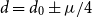d equals d 0 plus or minus mu divided by 4