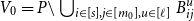 upper V 0 equals upper P minus union Underscript i element of left bracket s right bracket comma j element of left bracket m 0 right bracket comma u element of left bracket script l right bracket Endscripts upper B Subscript i j Superscript u