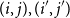 left parenthesis i comma j right parenthesis comma left parenthesis i prime comma j Superscript prime Baseline right parenthesis
