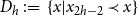 upper D Subscript h Baseline colon equals StartSet x vertical bar x Subscript 2 h minus 2 Baseline precedes x EndSet
