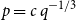 p equals c q Superscript negative 1 divided by 3