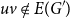 u v not an element of upper E left parenthesis upper G Superscript prime Baseline right parenthesis