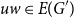 u w element of upper E left parenthesis upper G Superscript prime Baseline right parenthesis