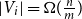 StartAbsoluteValue upper V Subscript i Baseline EndAbsoluteValue equals normal upper Omega left parenthesis StartFraction n Over m EndFraction right parenthesis