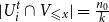 StartAbsoluteValue upper U Subscript i Superscript t Baseline intersection upper V Subscript less than or slanted equals x Baseline EndAbsoluteValue equals StartFraction n 0 Over k EndFraction