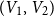 left parenthesis upper V 1 comma upper V 2 right parenthesis