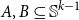 upper A comma upper B subset of or equal to double struck upper S Superscript k minus 1
