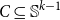 upper C subset of or equal to double struck upper S Superscript k minus 1