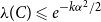 lamda left parenthesis upper C right parenthesis less than or slanted equals e Superscript minus k alpha squared divided by 2
