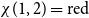 chi left parenthesis 1 comma 2 right parenthesis equals normal r normal e normal d