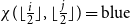 chi left parenthesis left floor StartFraction i Over 2 EndFraction right floor comma left floor StartFraction j Over 2 EndFraction right floor right parenthesis equals normal b normal l normal u normal e