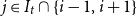 j element of upper I Subscript t intersection StartSet i minus 1 comma i plus 1 EndSet