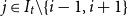 j element of upper I Subscript t minus StartSet i minus 1 comma i plus 1 EndSet