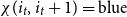 chi left parenthesis i Subscript t Baseline comma i Subscript t Baseline plus 1 right parenthesis equals normal b normal l normal u normal e