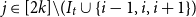 j element of left bracket 2 k right bracket minus left parenthesis upper I Subscript t Baseline union StartSet i minus 1 comma i comma i plus 1 EndSet right parenthesis