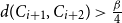 d left parenthesis upper C Subscript i plus 1 Baseline comma upper C Subscript i plus 2 Baseline right parenthesis greater than StartFraction beta Over 4 EndFraction