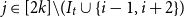 j element of left bracket 2 k right bracket minus left parenthesis upper I Subscript t Baseline union StartSet i minus 1 comma i plus 2 EndSet right parenthesis