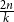 StartFraction 2 n Over k EndFraction