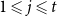 1 less than or slanted equals j less than or slanted equals t