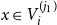 x element of upper V Subscript i Superscript left parenthesis j 1 right parenthesis