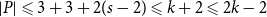 StartAbsoluteValue upper P EndAbsoluteValue less than or slanted equals 3 plus 3 plus 2 left parenthesis s minus 2 right parenthesis less than or slanted equals k plus 2 less than or slanted equals 2 k minus 2