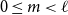 0 less than or equals m less than script l