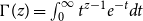 normal upper Gamma left parenthesis z right parenthesis equals integral Subscript 0 Superscript normal infinity Baseline t Superscript z minus 1 Baseline e Superscript negative t Baseline d t