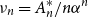 nu Subscript n Baseline equals upper A Subscript n Superscript asterisk Baseline divided by n alpha Superscript n
