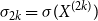 sigma Subscript 2 k Baseline equals sigma left parenthesis upper X Superscript left parenthesis 2 k right parenthesis Baseline right parenthesis