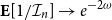 bold upper E left bracket 1 divided by script upper I Subscript n Baseline right bracket right arrow e Superscript minus 2 omega