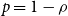 p equals 1 minus rho