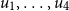 u 1 comma ellipsis comma u 4
