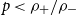 p less than rho Subscript plus Baseline divided by rho Subscript minus