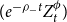 left parenthesis e Superscript minus rho Super Subscript minus Superscript t Baseline upper Z Subscript t Superscript phi Baseline right parenthesis