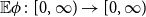 double struck upper E phi colon left bracket 0 comma normal infinity right parenthesis right arrow left bracket 0 comma normal infinity right parenthesis