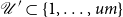 script upper U prime subset of StartSet 1 comma ellipsis comma u m EndSet