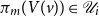 pi Subscript m Baseline left parenthesis upper V left parenthesis v right parenthesis right parenthesis element of script upper U Subscript i