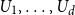 upper U 1 comma ellipsis comma upper U Subscript d Baseline