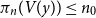 pi Subscript n Baseline left parenthesis upper V left parenthesis y right parenthesis right parenthesis less than or equals n 0
