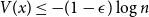 upper V left parenthesis x right parenthesis less than or equals minus left parenthesis 1 minus epsilon right parenthesis log n