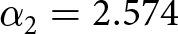 dollar sign alpha 2 equals 2.574 dollar sign