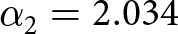 dollar sign alpha 2 equals 2.034 dollar sign