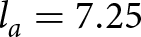 dollar sign la equals 7.25 dollar sign