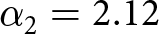dollar sign alpha 2 equals 2.12 dollar sign