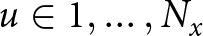 dollar sign u element of 1 comma ellipsis comma Nx dollar sign